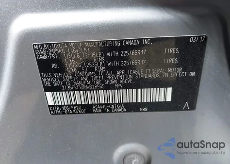 2017 Toyota Rav4 Le from USA, damaged, VIN 2T3BFREV9HW628565